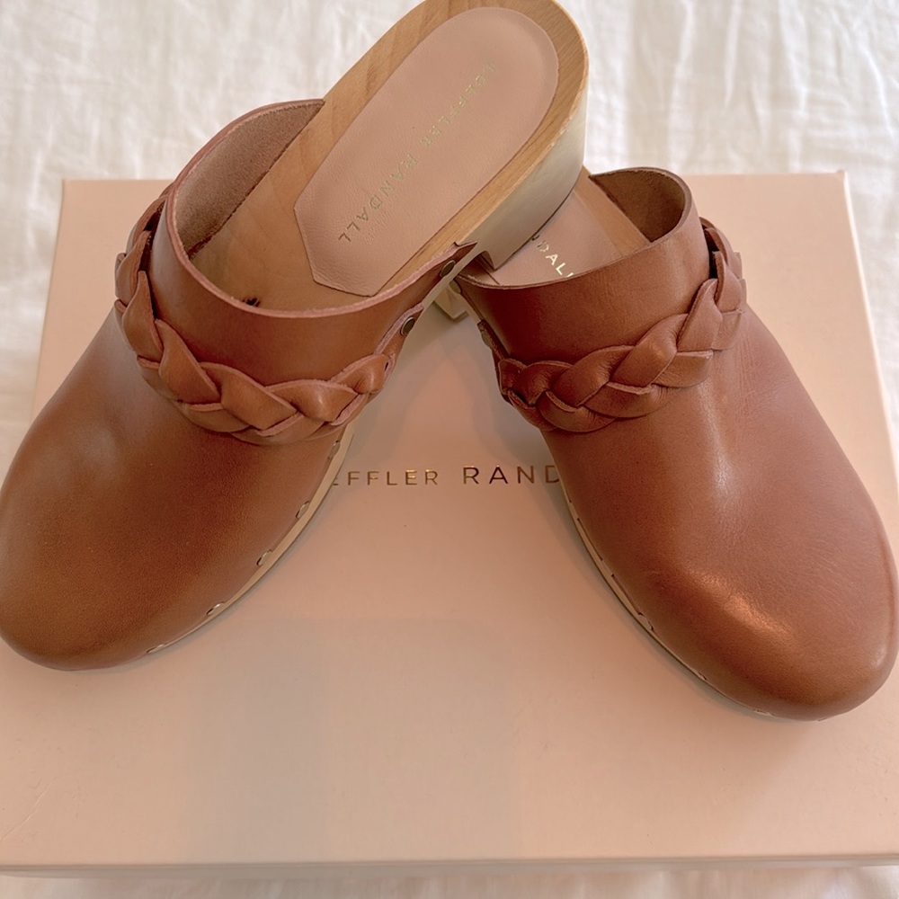 Loeffler Randall Brown Braided Leather Clogs